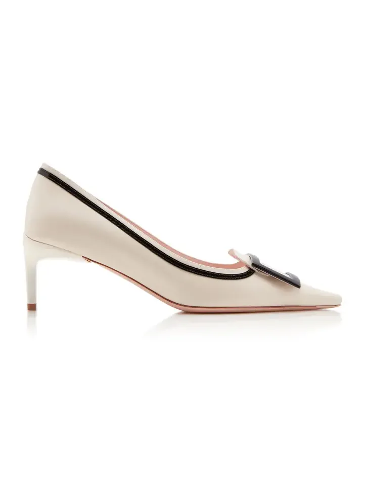 Decollete Patent-Trimmed Leather Pumps Decollete Patent-Trimmed Leather Pumps