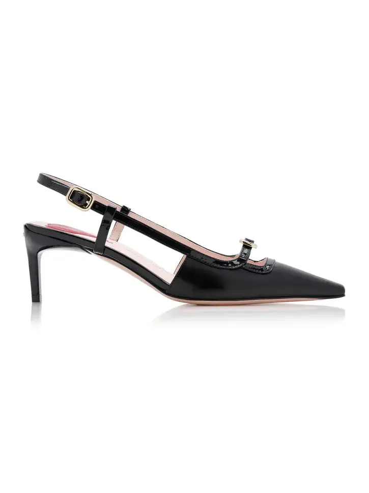 Mini-Buckle Leather Slingback Pumps Mini-Buckle Leather Slingback Pumps