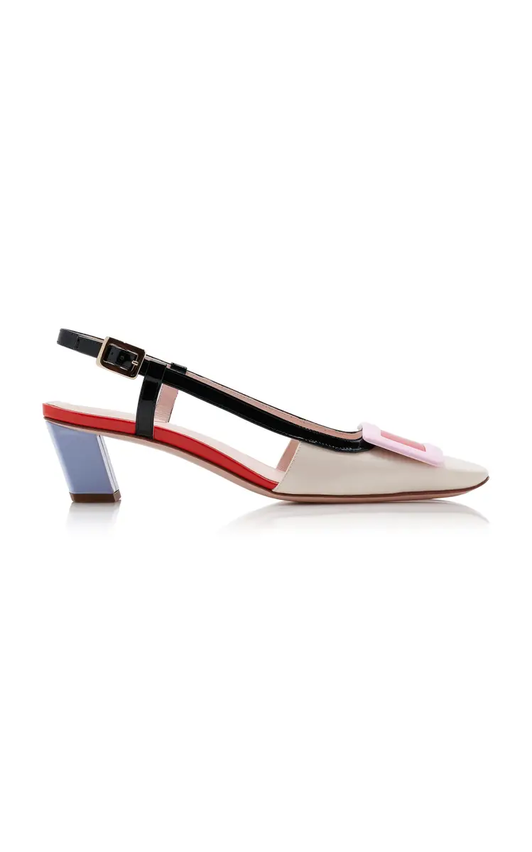 Roger Vivier BV Buckle-Embellished Patent Leather Slingback Pumps | Image 1 Roger Vivier BV Buckle-Embellished Patent Leather Slingback Pumps | Image 1