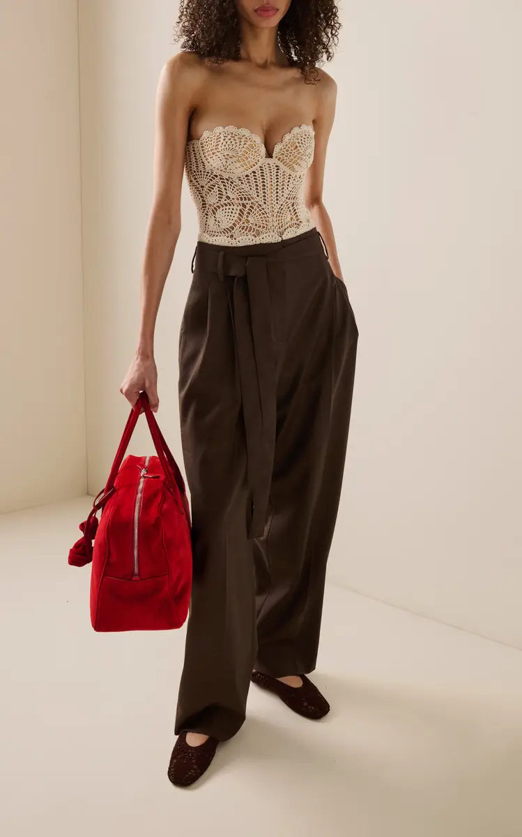 Magda Butrym Lace-Trimmed Wool Straight-Leg Pants | Thumbnail 2