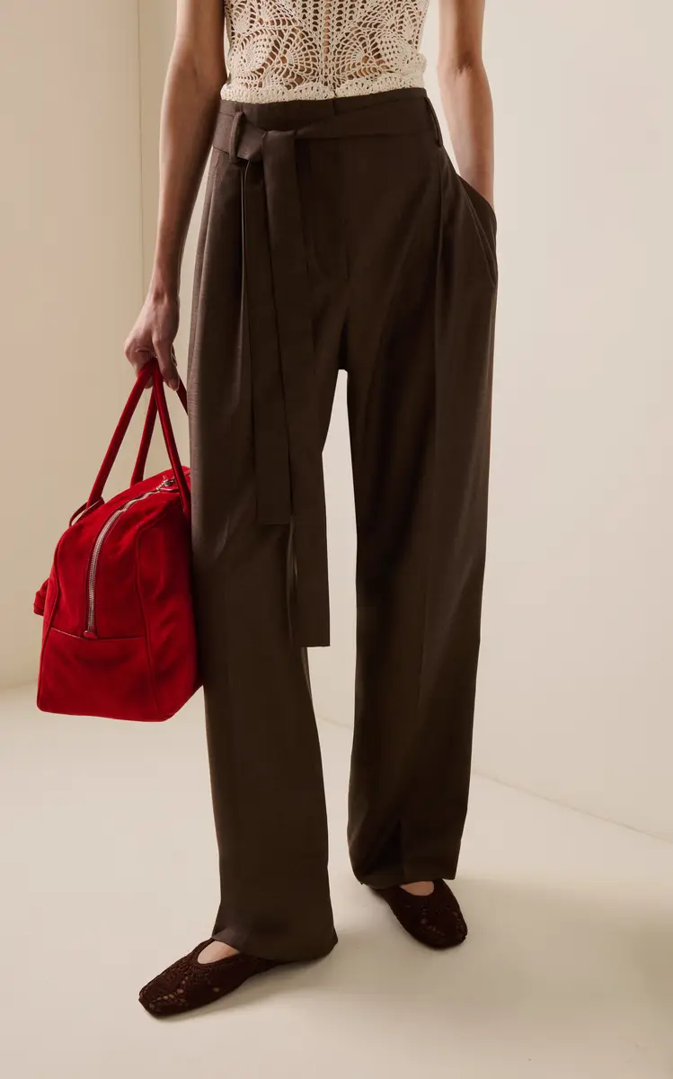 Magda Butrym Lace-Trimmed Wool Straight-Leg Pants | Thumbnail 3