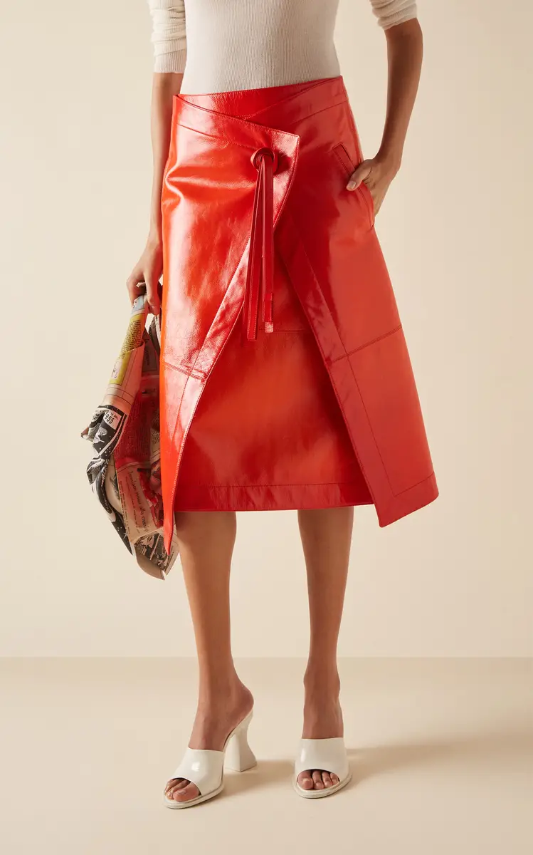 Bottega Veneta Degrade-Leather Midi Wrap Skirt | Thumbnail 3 Bottega Veneta Degrade-Leather Midi Wrap Skirt | Thumbnail 3