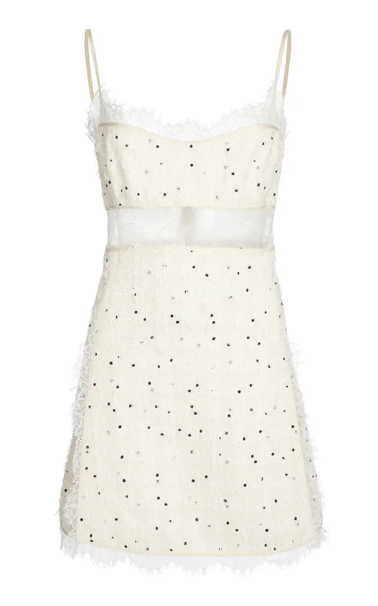 Giambattista Valli Lace-Trimmed Wool Boucle Mini Dress | Image 1 Giambattista Valli Lace-Trimmed Wool Boucle Mini Dress | Image 1