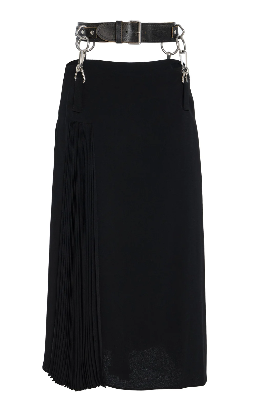 Belt-Detailed Pleated Crepe-Cady Midi Skirt Belt-Detailed Pleated Crepe-Cady Midi Skirt
