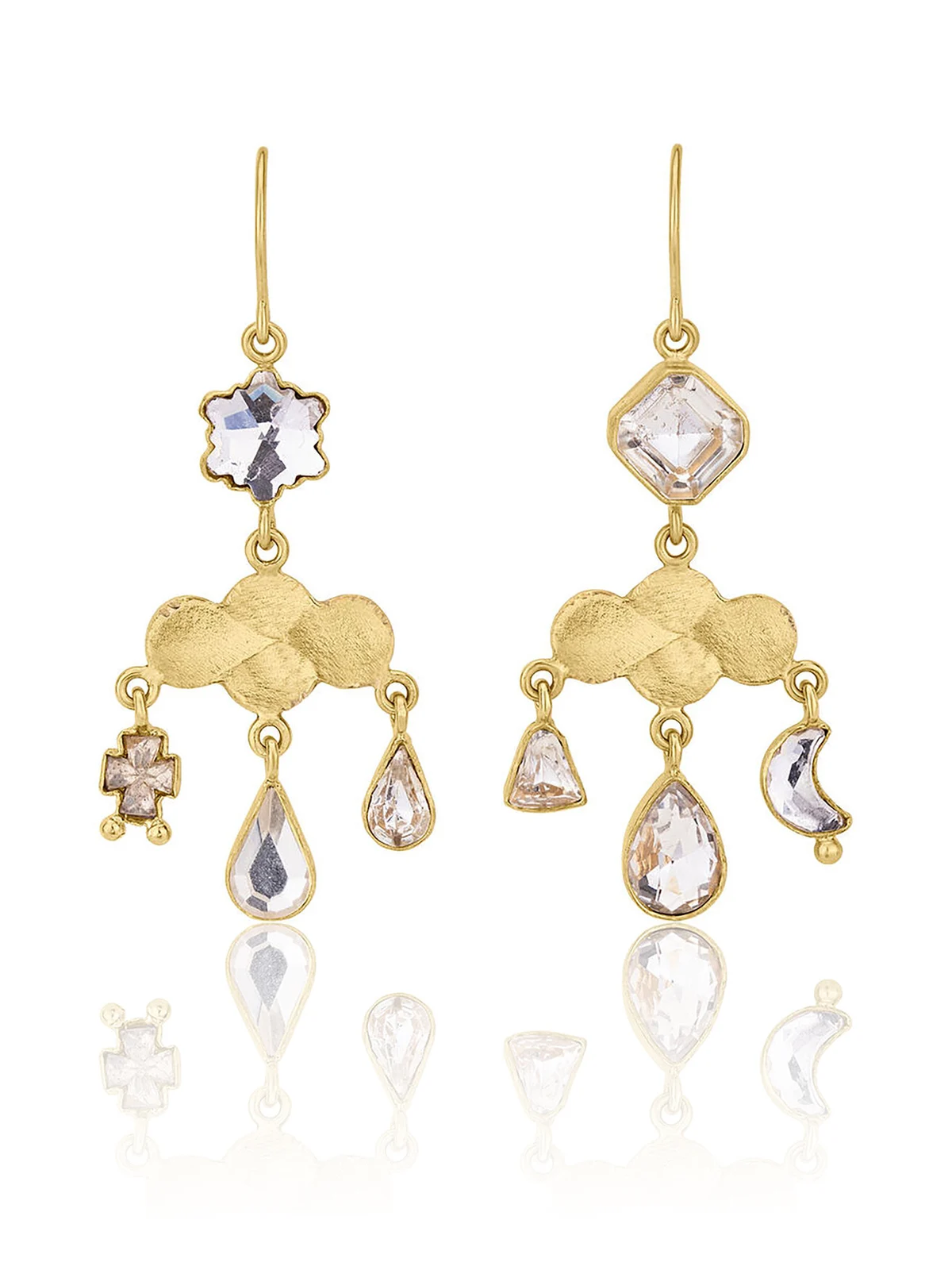 18K Gold Plated Silver; Vintage Crystal and Rhinestone Girandole Earrings 18K Gold Plated Silver; Vintage Crystal and Rhinestone Girandole Earrings