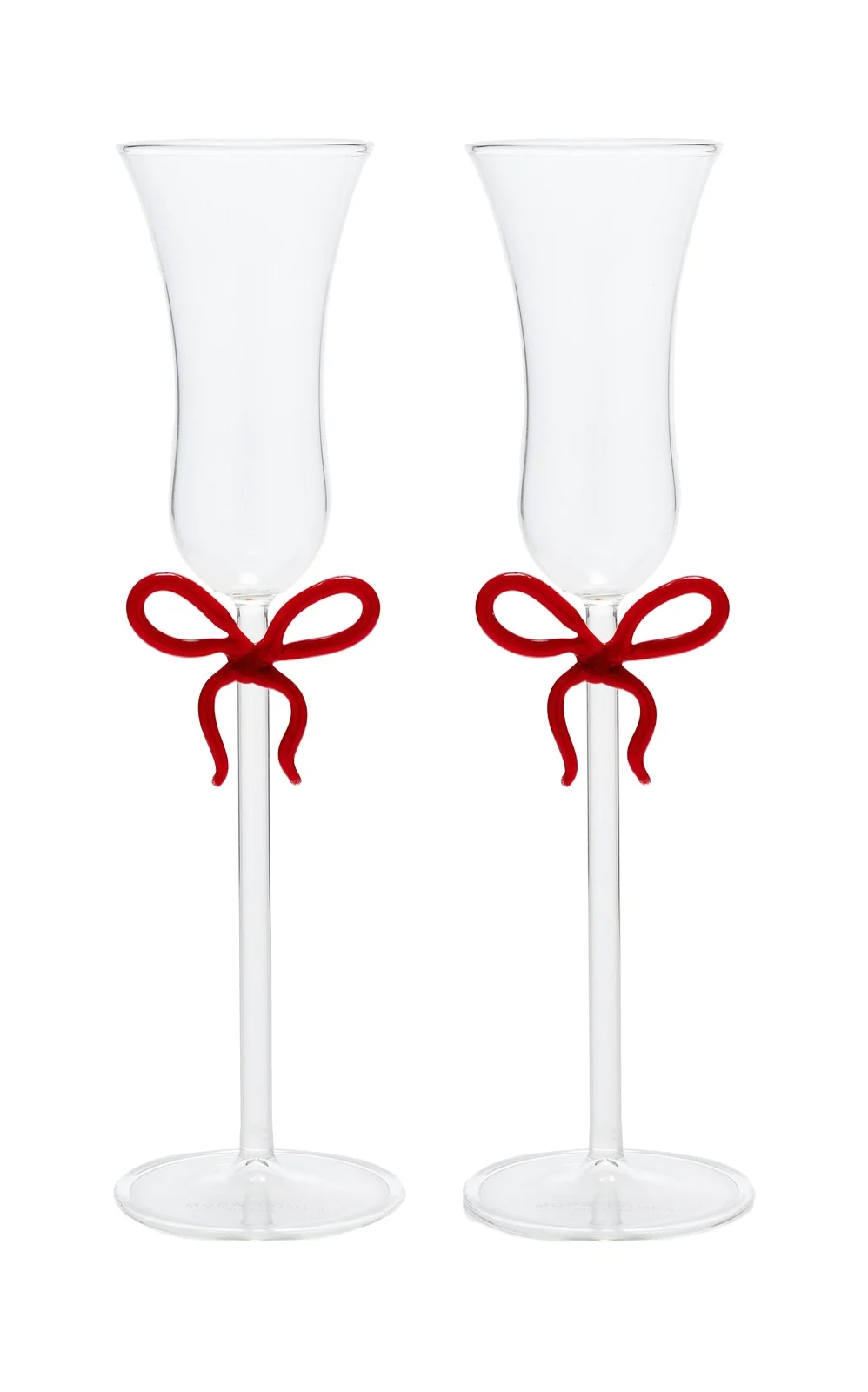 Moda Domus Set-of-Two Bow-Detailed Glass Champagne Flutes