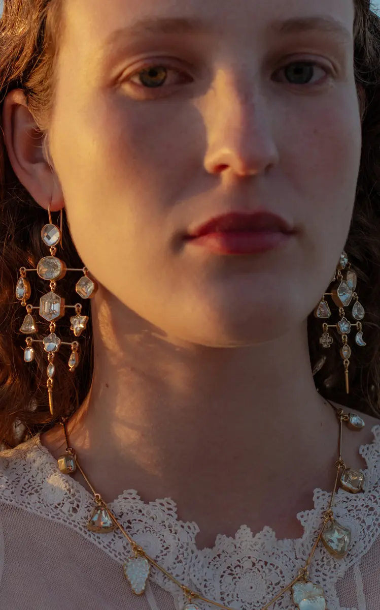 Grainne Morton 18K Gold Plated Silver; Vintage Crystal and Rhinestone Multilayer Balance Victorian Drop Earrings | Thumbnail 4 Grainne Morton 18K Gold Plated Silver; Vintage Crystal and Rhinestone Multilayer Balance Victorian Drop Earrings | Thumbnail 4