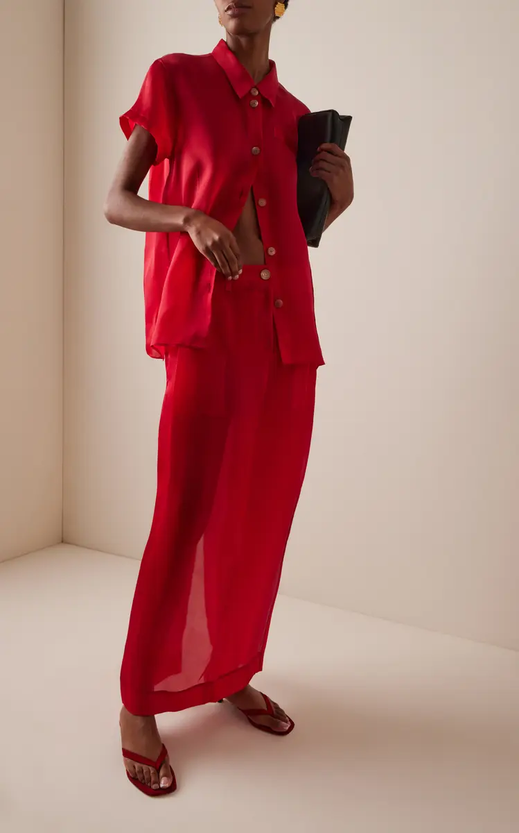 Khaite Lucian Pleated Silk-Organza Maxi Skirt | Thumbnail 2 Khaite Lucian Pleated Silk-Organza Maxi Skirt | Thumbnail 2