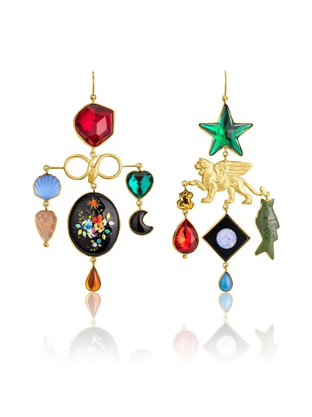Grainne Morton 18K Gold Plated Silver and Mixed Materials Menagerie Earrings
