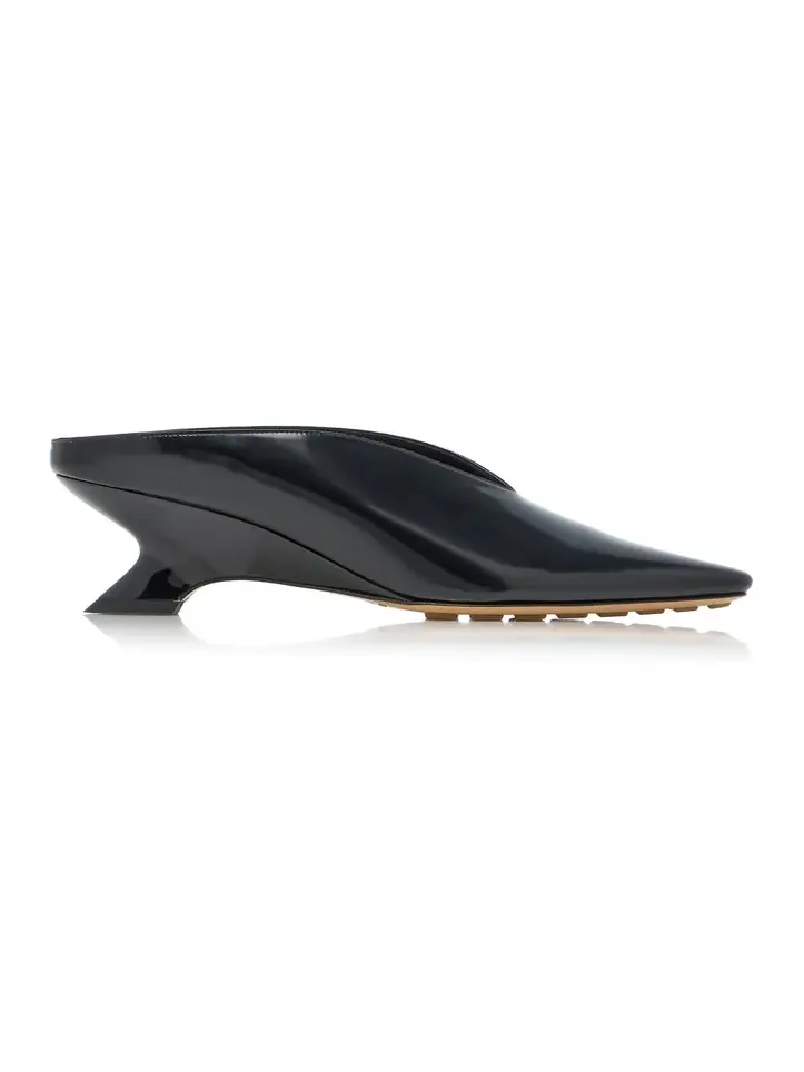 Bottega Veneta Bounty Patent Vinyl Mule Pumps