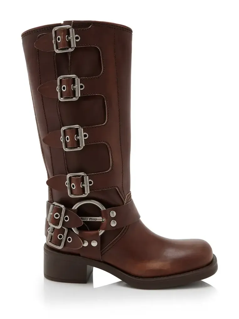 Stivali Buckle-Detailed Leather Knee Boots Stivali Buckle-Detailed Leather Knee Boots
