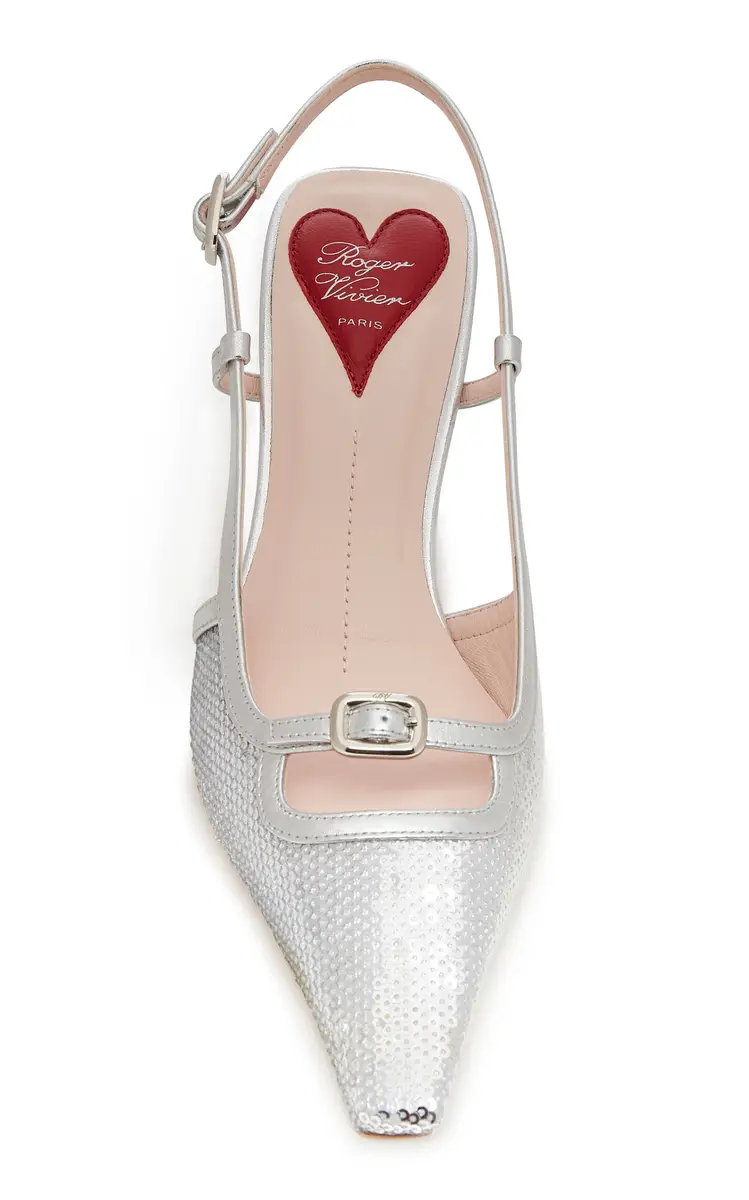 Roger Vivier Sequined Mini-Buckle Slingback Pumps | Thumbnail 3
