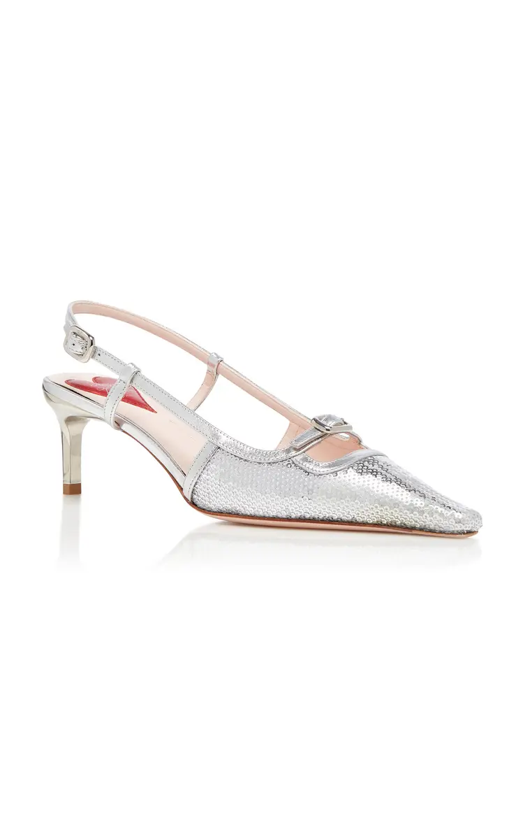 Roger Vivier Sequined Mini-Buckle Slingback Pumps | Thumbnail 5