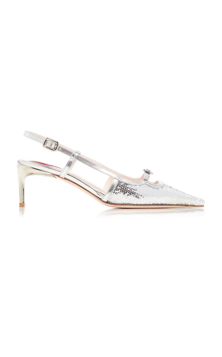 Roger Vivier Sequined Mini-Buckle Slingback Pumps | Thumbnail 7