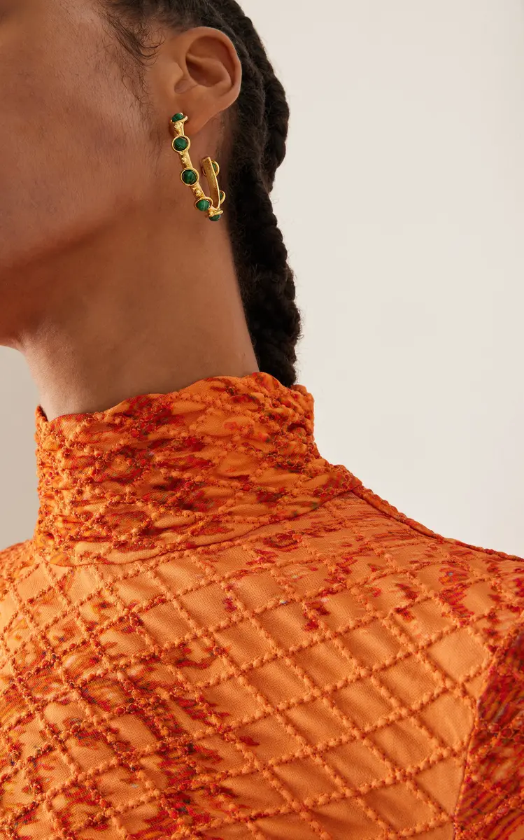 Sylvia Toledano Petite Candy Malachite Gold-Plated Hoop Earrings | Thumbnail 2