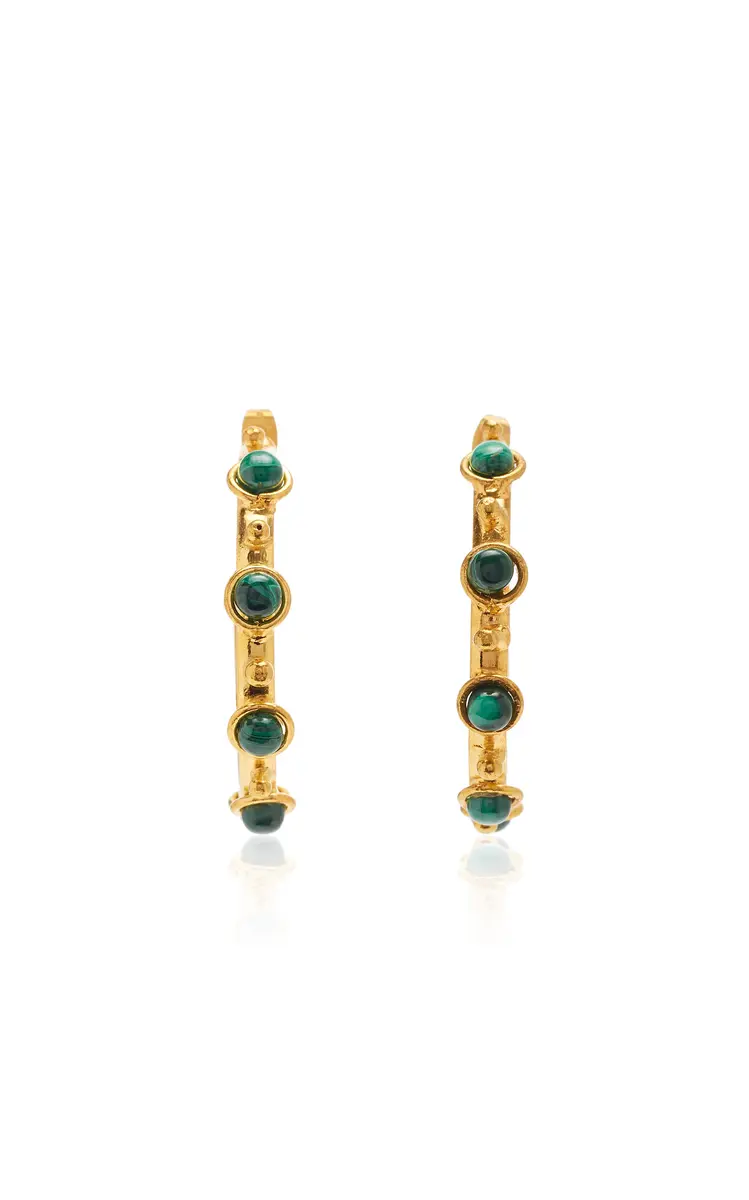 Sylvia Toledano Petite Candy Malachite Gold-Plated Hoop Earrings | Thumbnail 3