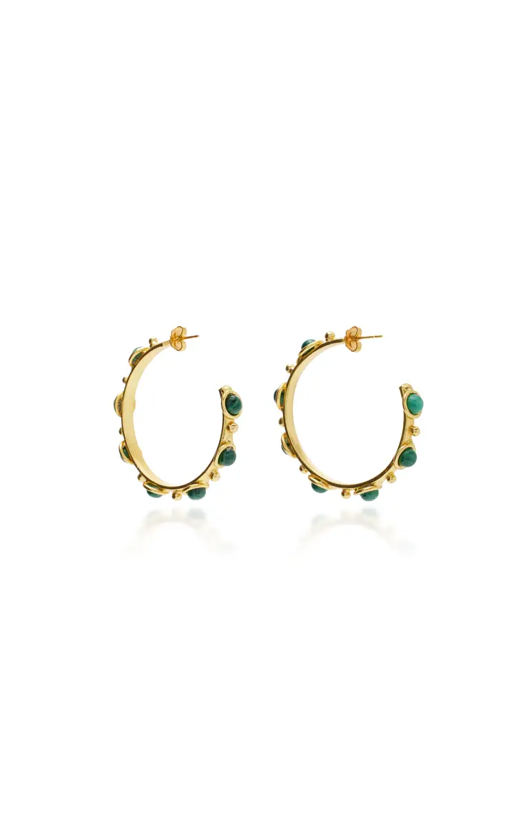 Sylvia Toledano Petite Candy Malachite Gold-Plated Hoop Earrings | Thumbnail 4