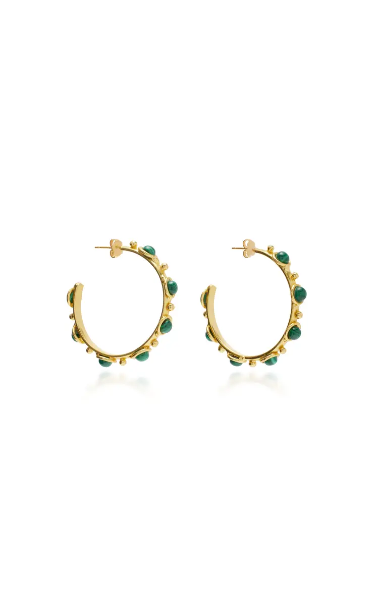 Sylvia Toledano Petite Candy Malachite Gold-Plated Hoop Earrings | Thumbnail 5