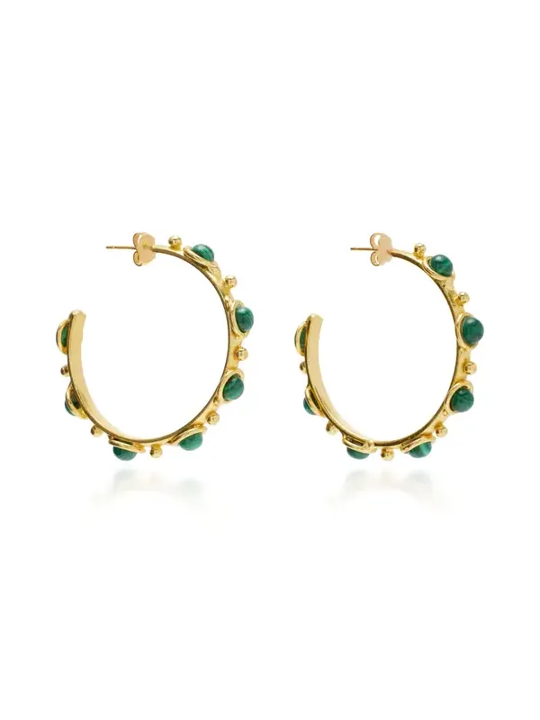 Petite Candy Malachite Gold-Plated Hoop Earrings Petite Candy Malachite Gold-Plated Hoop Earrings