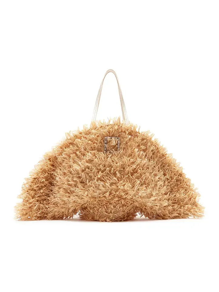 Roger Vivier Tres Vivier Panier-Raffia Tote Bag