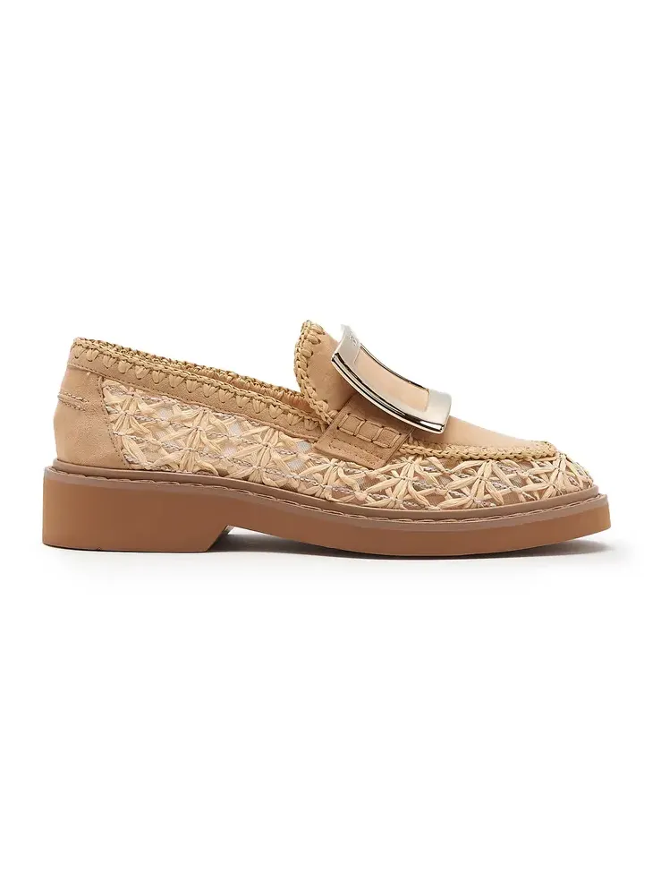 Viv Rangers Leather-Trim Raffia Loafers Viv Rangers Leather-Trim Raffia Loafers