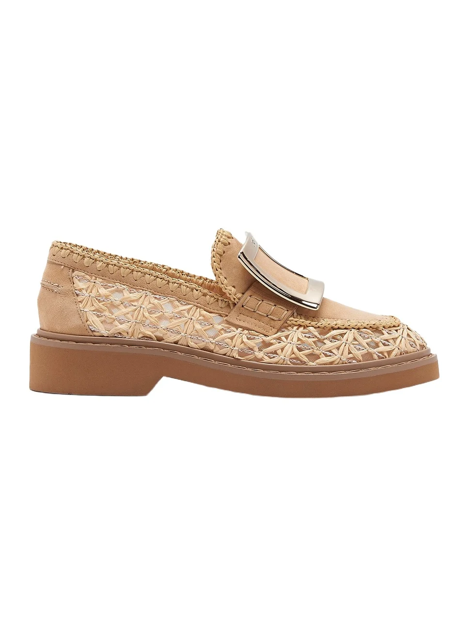 Viv Rangers Leather-Trim Raffia Loafers Viv Rangers Leather-Trim Raffia Loafers