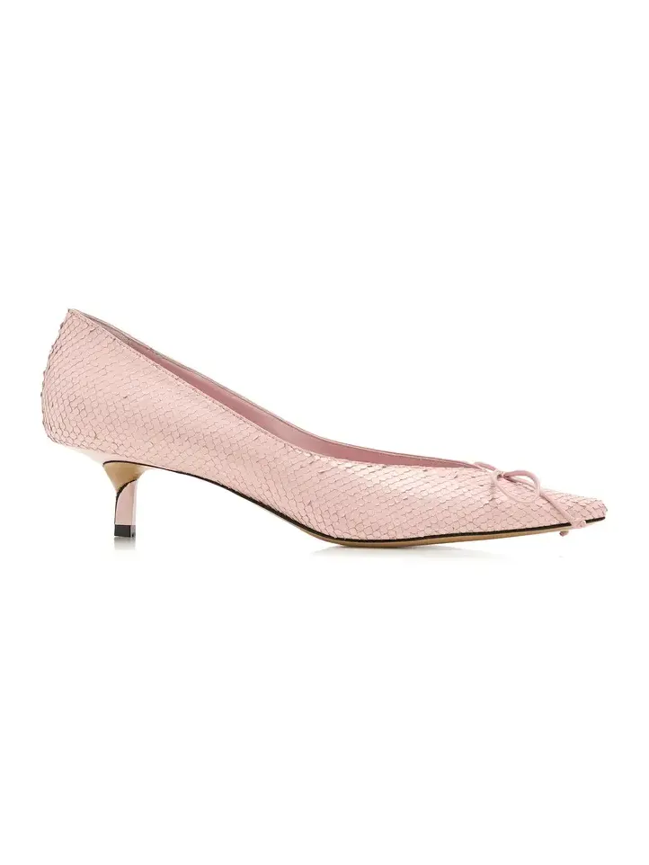 Tourni B Snake-Effect Leather Pumps