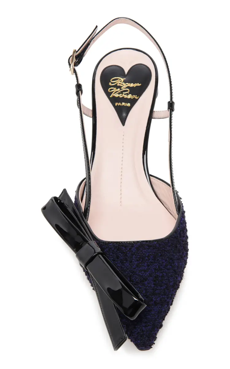 Roger Vivier Virgule Bow Wool Slingback Pumps | Thumbnail 3