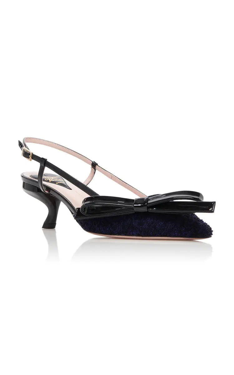 Roger Vivier Virgule Bow Wool Slingback Pumps | Thumbnail 5