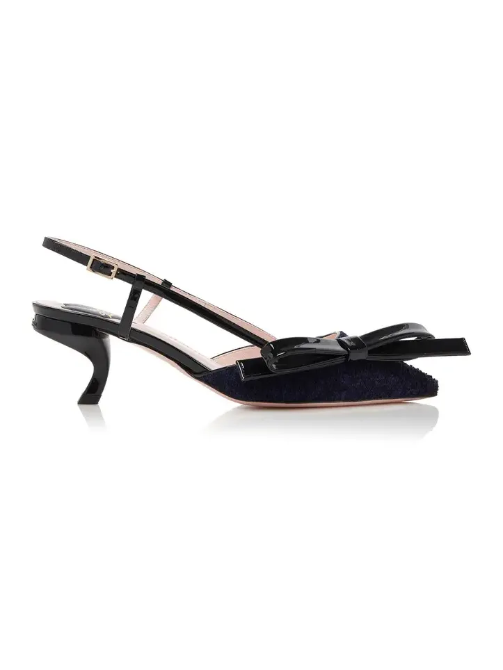 Roger Vivier Virgule Bow Wool Slingback Pumps