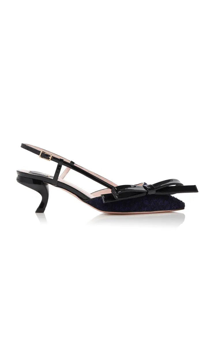 Roger Vivier Virgule Bow Wool Slingback Pumps
