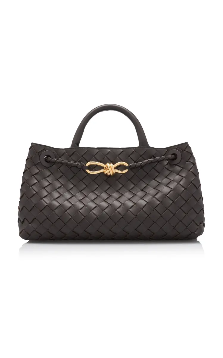 Bottega Veneta Small E/W Andiamo Intrecciato Leather Tote Bag - Brown - OS | Image 1 Bottega Veneta Small E/W Andiamo Intrecciato Leather Tote Bag - Brown - OS | Image 1