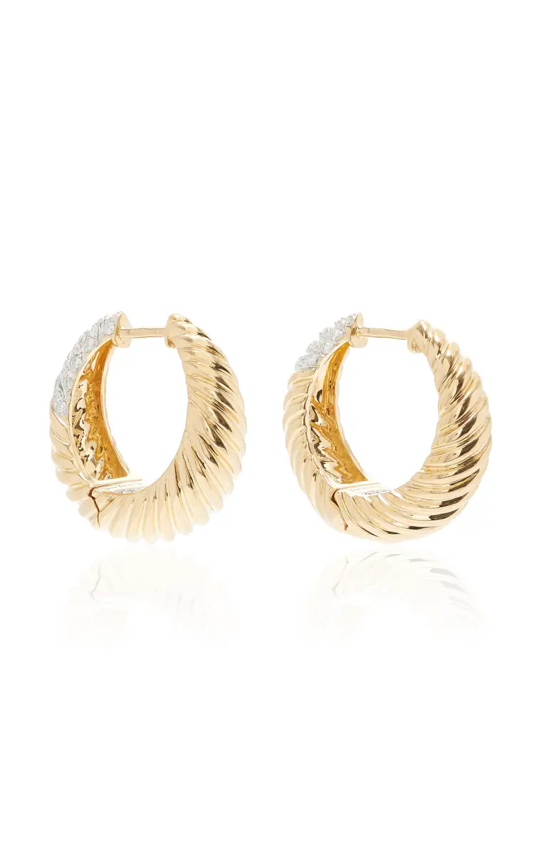 Yvonne Léon Godron 18K Yellow Gold Diamond Hoop Earrings | Thumbnail 3 Yvonne Léon Godron 18K Yellow Gold Diamond Hoop Earrings | Thumbnail 3