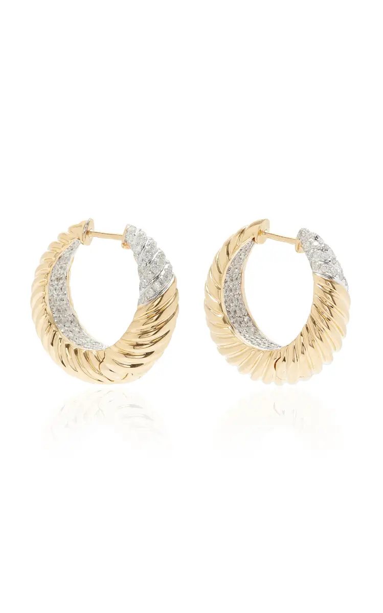 Yvonne Léon Godron 18K Yellow Gold Diamond Hoop Earrings
