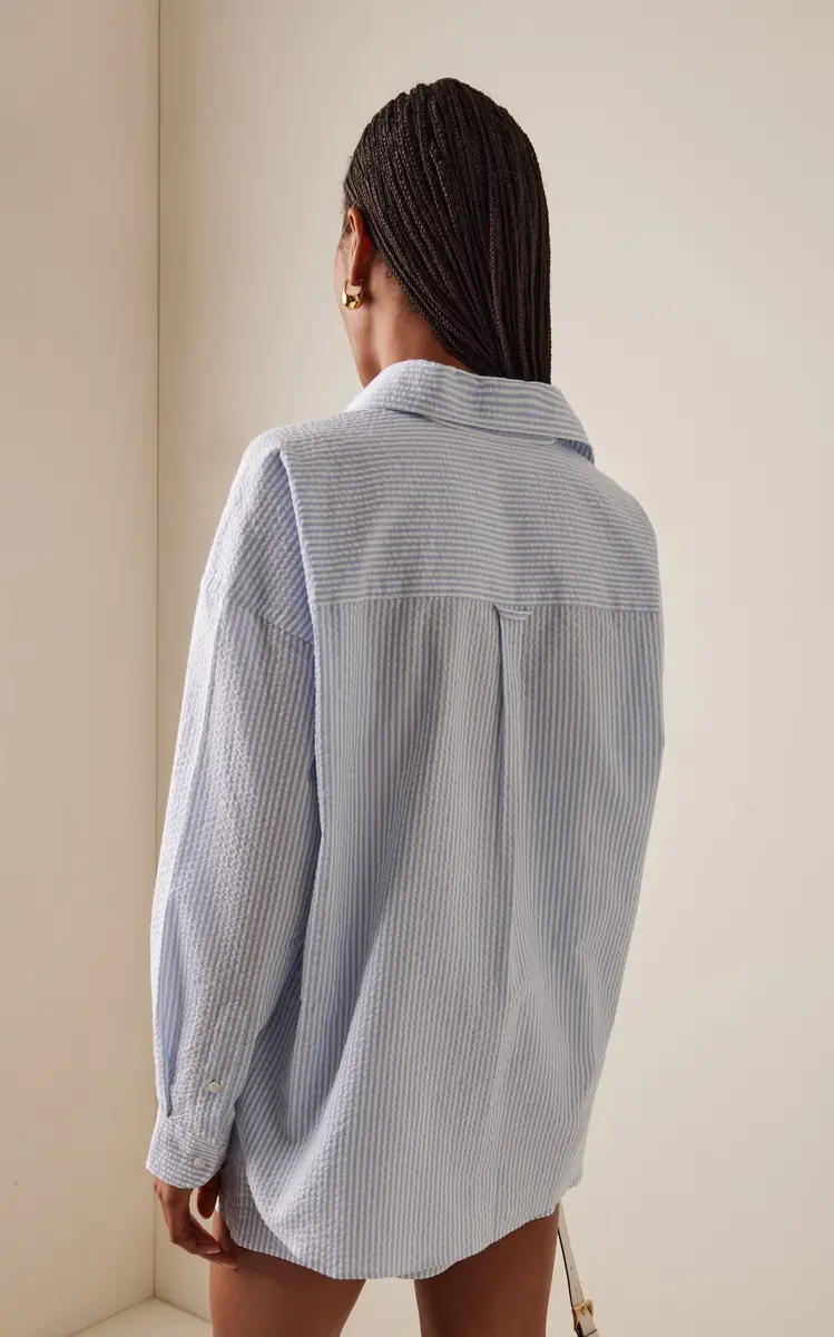 With Nothing Underneath Exclusive The Weekend Striped Cotton-Seersucker Shirt | Thumbnail 4 With Nothing Underneath Exclusive The Weekend Striped Cotton-Seersucker Shirt | Thumbnail 4