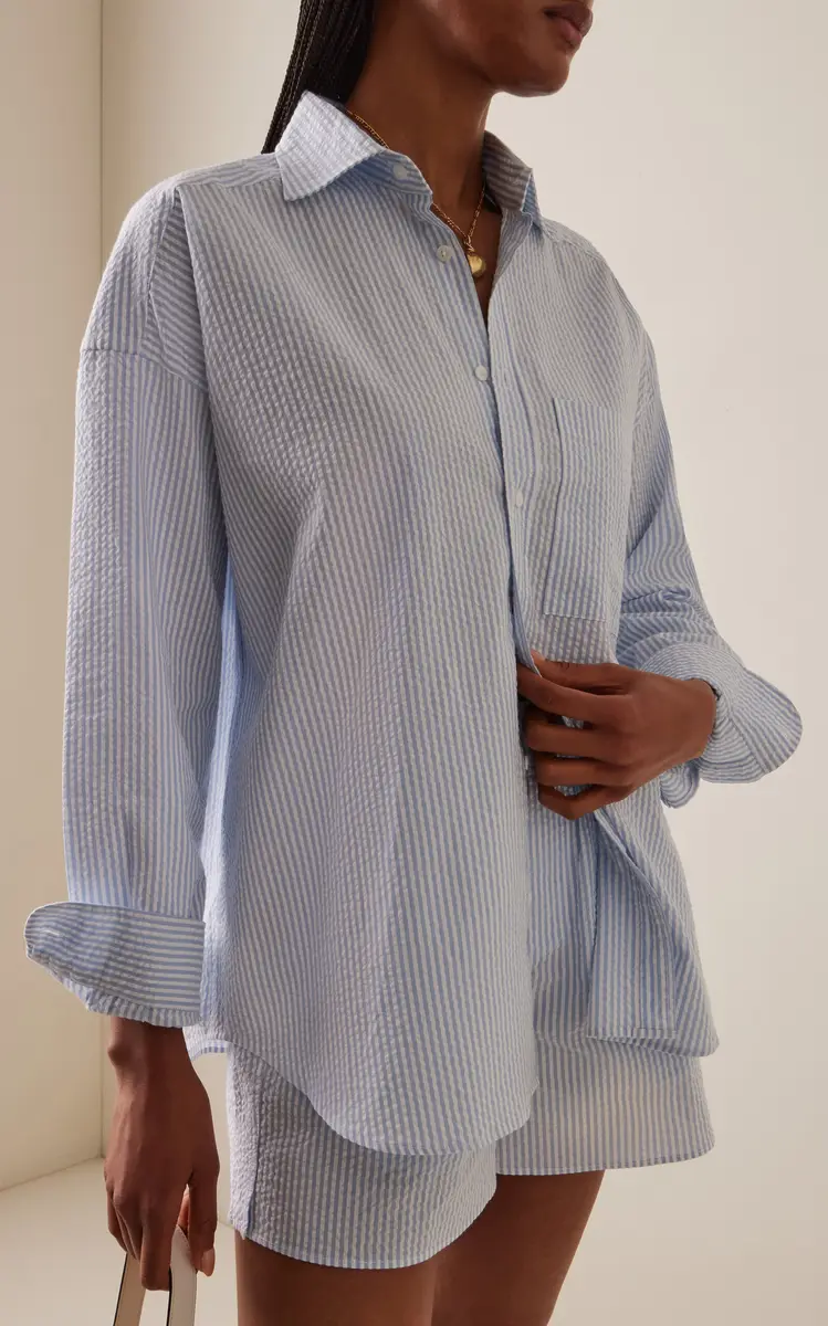 With Nothing Underneath Exclusive The Weekend Striped Cotton-Seersucker Shirt | Thumbnail 6 With Nothing Underneath Exclusive The Weekend Striped Cotton-Seersucker Shirt | Thumbnail 6