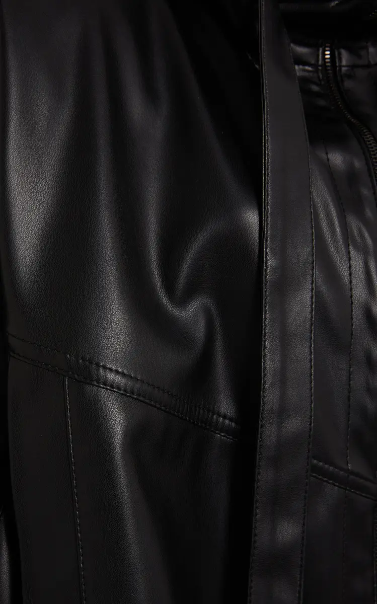 Stella McCartney Hooded Altermat Vegan Leather Bomber Jacket - Black | Thumbnail 4