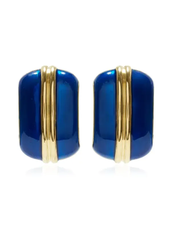 MÉGA Exclusive Road Divided Enameled 14K Gold Vermeil Earrings