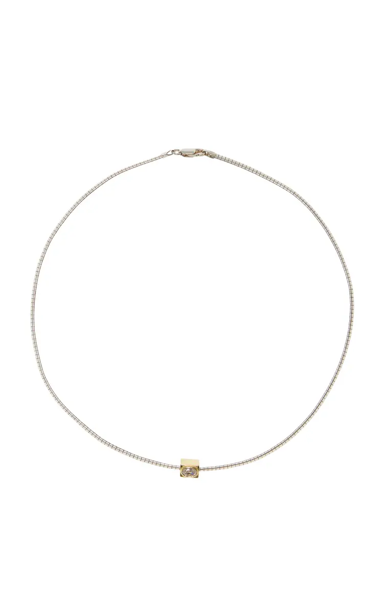 MÉGA Omega 4 Necklace With Rectangle Stone Charm | Image 1 MÉGA Omega 4 Necklace With Rectangle Stone Charm | Image 1
