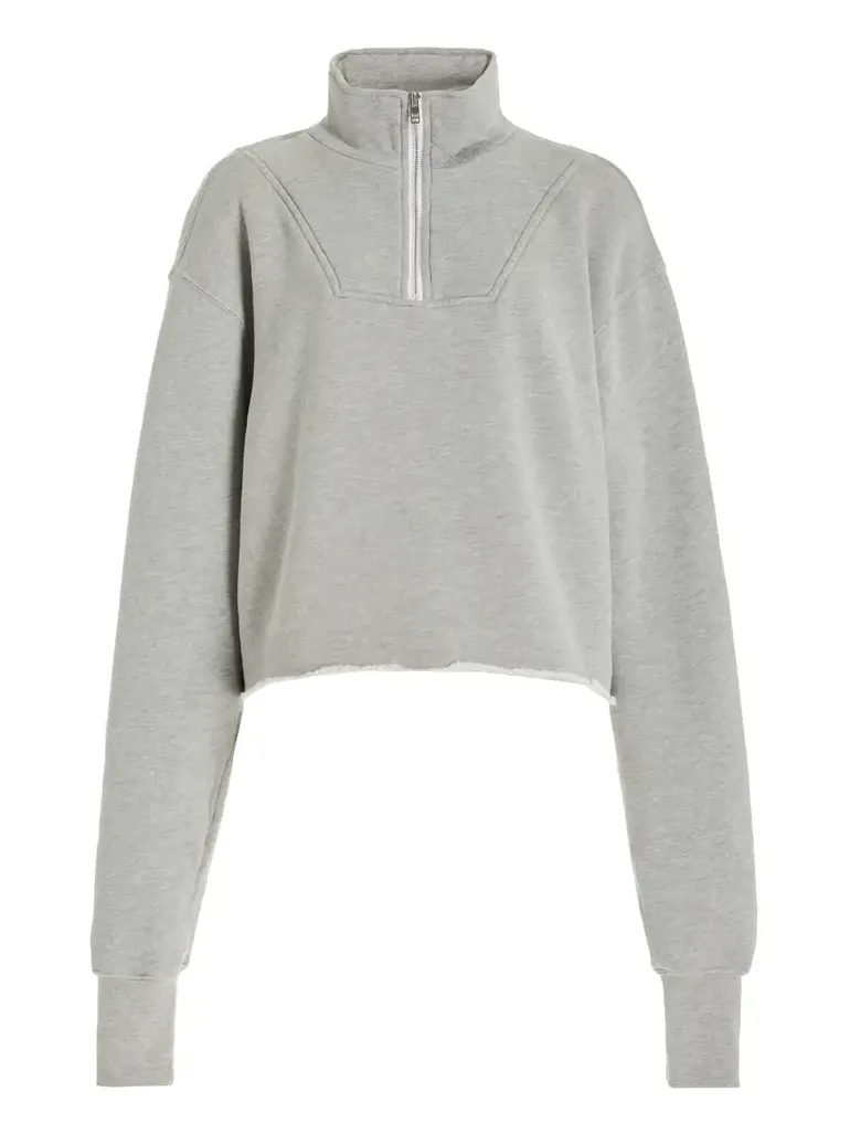 Haley Cropped Half-Zip Cotton Sweatshirt