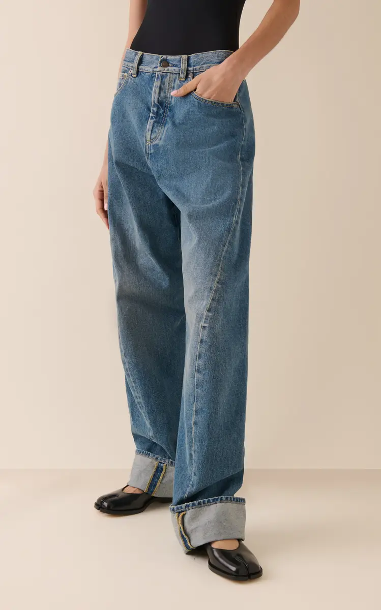 Maison Margiela Oversized High-Rise Cotton Wide-Leg Jeans - Medium Wash | Thumbnail 3 Maison Margiela Oversized High-Rise Cotton Wide-Leg Jeans - Medium Wash | Thumbnail 3