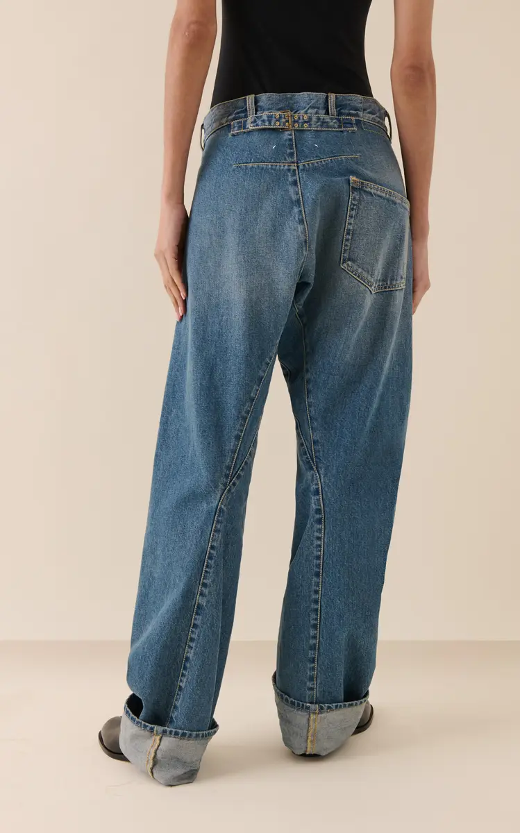 Maison Margiela Oversized High-Rise Cotton Wide-Leg Jeans - Medium Wash | Thumbnail 4 Maison Margiela Oversized High-Rise Cotton Wide-Leg Jeans - Medium Wash | Thumbnail 4