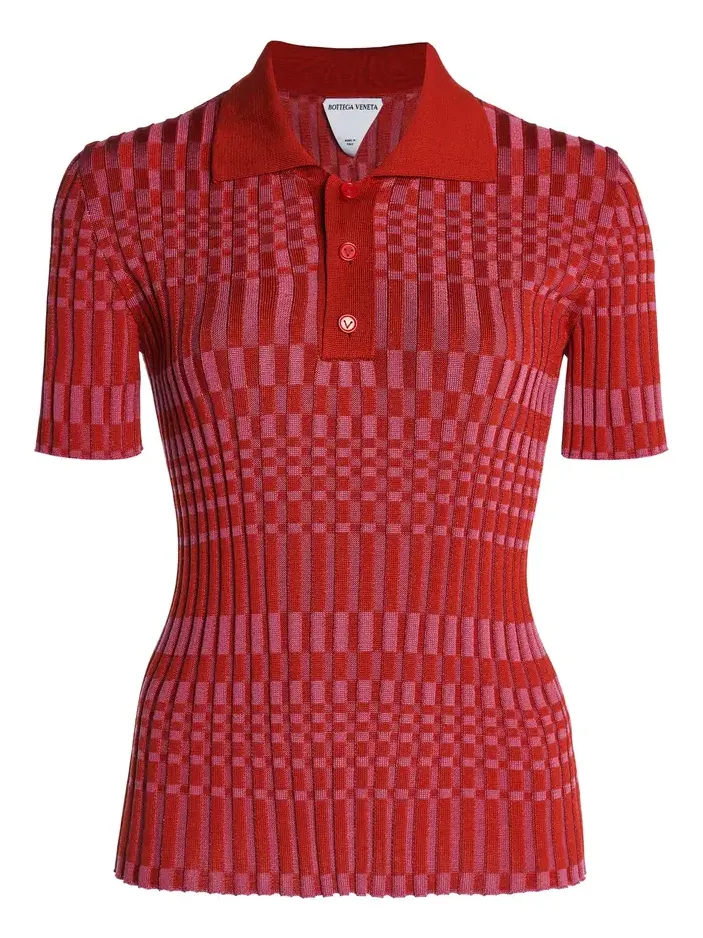 Bottega Veneta Check Polo Top