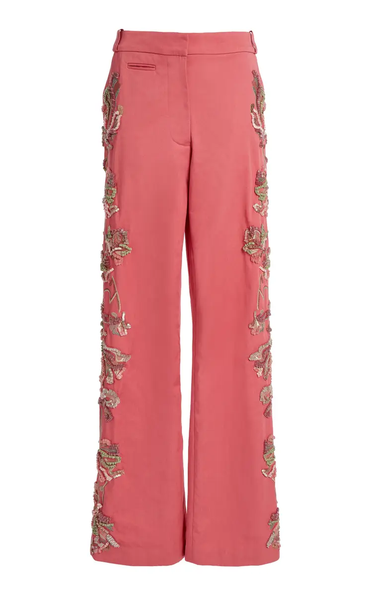 Christopher Esber Duke Embellished Cotton Wide-Leg Pants