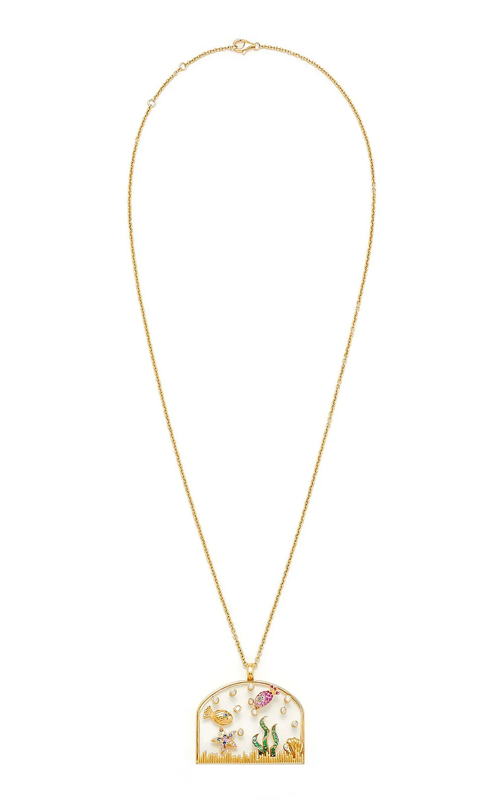 Aquarium 9K Yellow Gold Multi-Stone Pendant Aquarium 9K Yellow Gold Multi-Stone Pendant