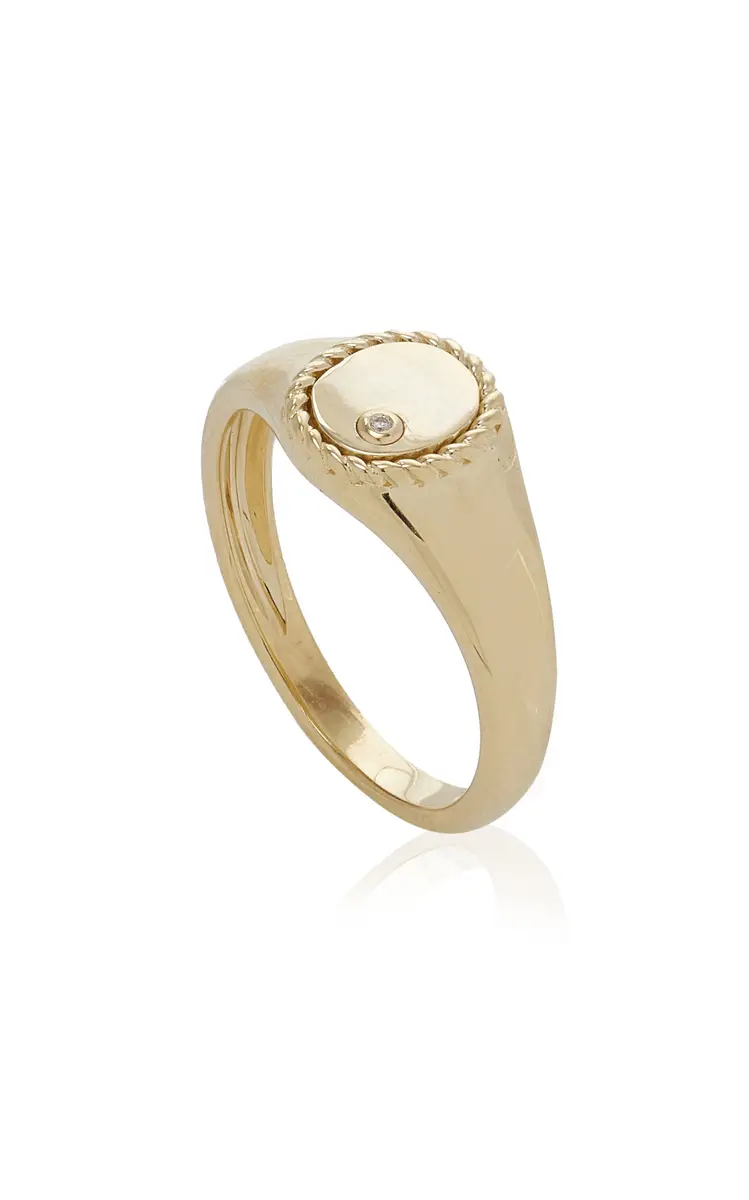 Yvonne Léon 9K Yellow Gold Signet Diamond Ring | Thumbnail 5 Yvonne Léon 9K Yellow Gold Signet Diamond Ring | Thumbnail 5