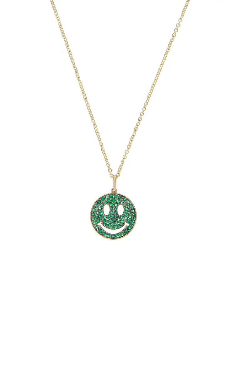 Sydney Evan Medium Happy Face 14K Yellow Gold Emerald Necklace | Thumbnail 3 Sydney Evan Medium Happy Face 14K Yellow Gold Emerald Necklace | Thumbnail 3