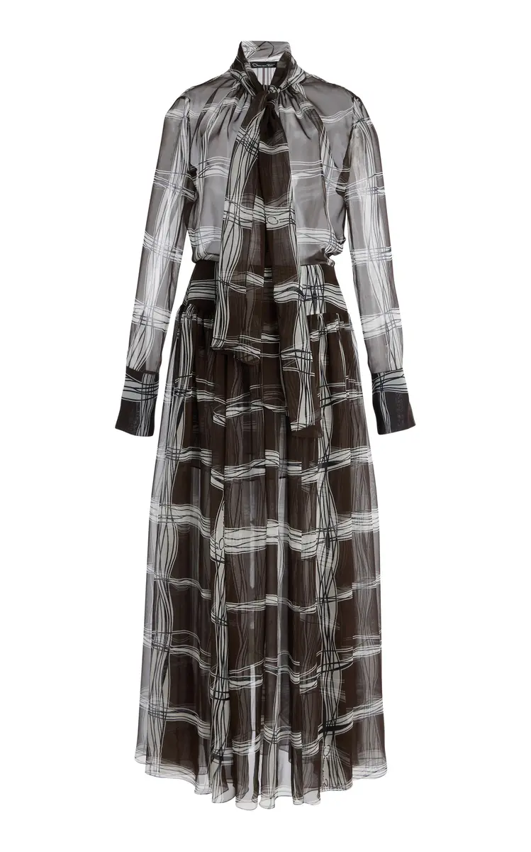 Oscar de la Renta Silk Chiffon Maxi Shirt Dress | Image 1 Oscar de la Renta Silk Chiffon Maxi Shirt Dress | Image 1