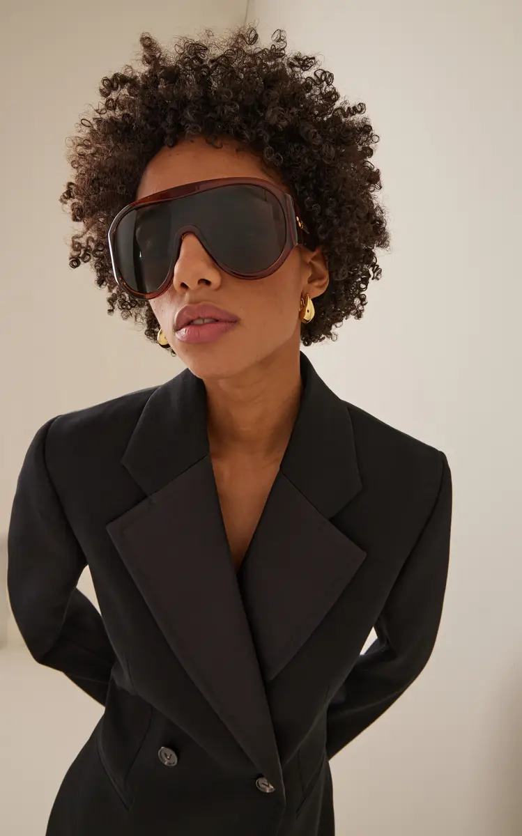Bottega Veneta Scudo Shield Acetate Sunglasses | Thumbnail 4