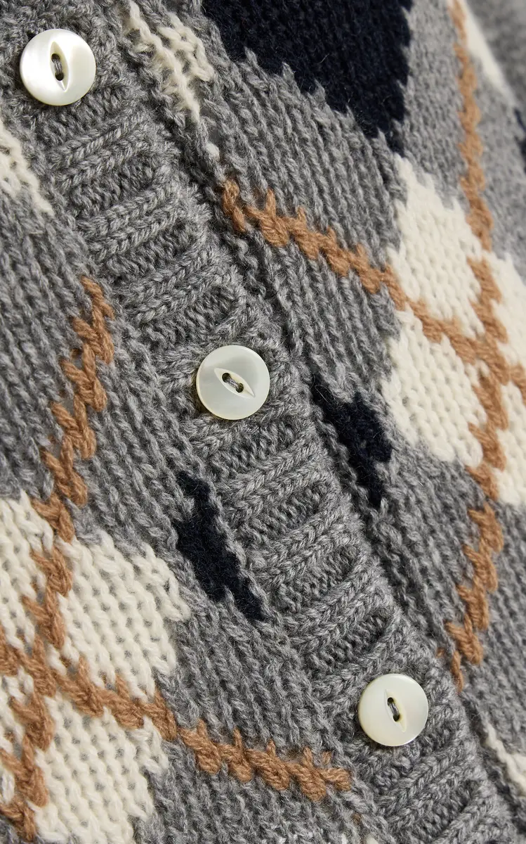 Prada Argyle Wool Cardigan - Grey | Thumbnail 5